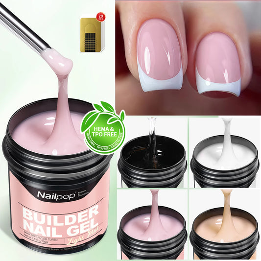 Nailpop Milky Smooth Builder Gel 30g / 100g – Self-Leveling Hard Gel for Nail Extension & Apex Building - Roomsium