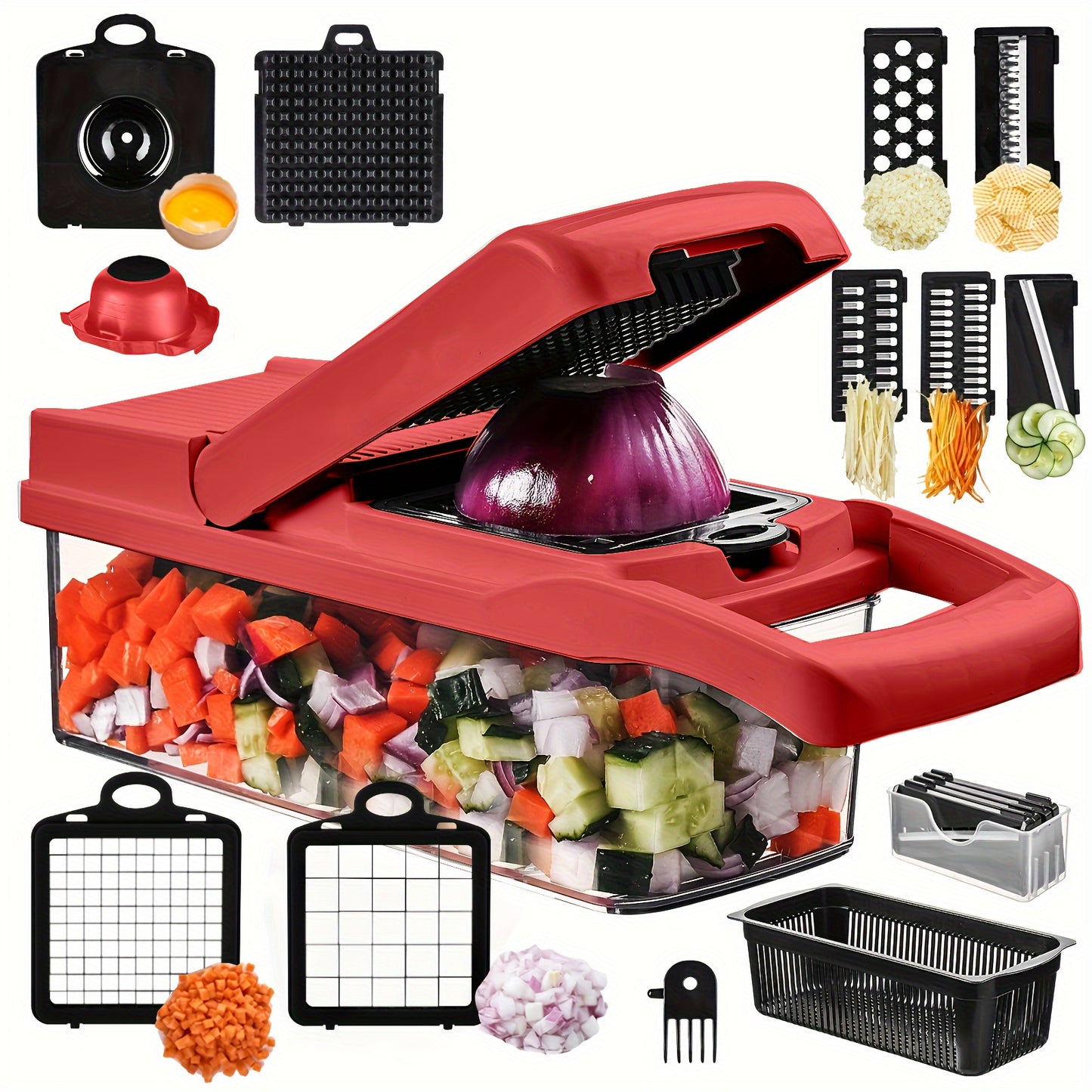 15-in-1 Premium Stainless Steel Vegetable Chopper Set – Multifunctional Kitchen Tool