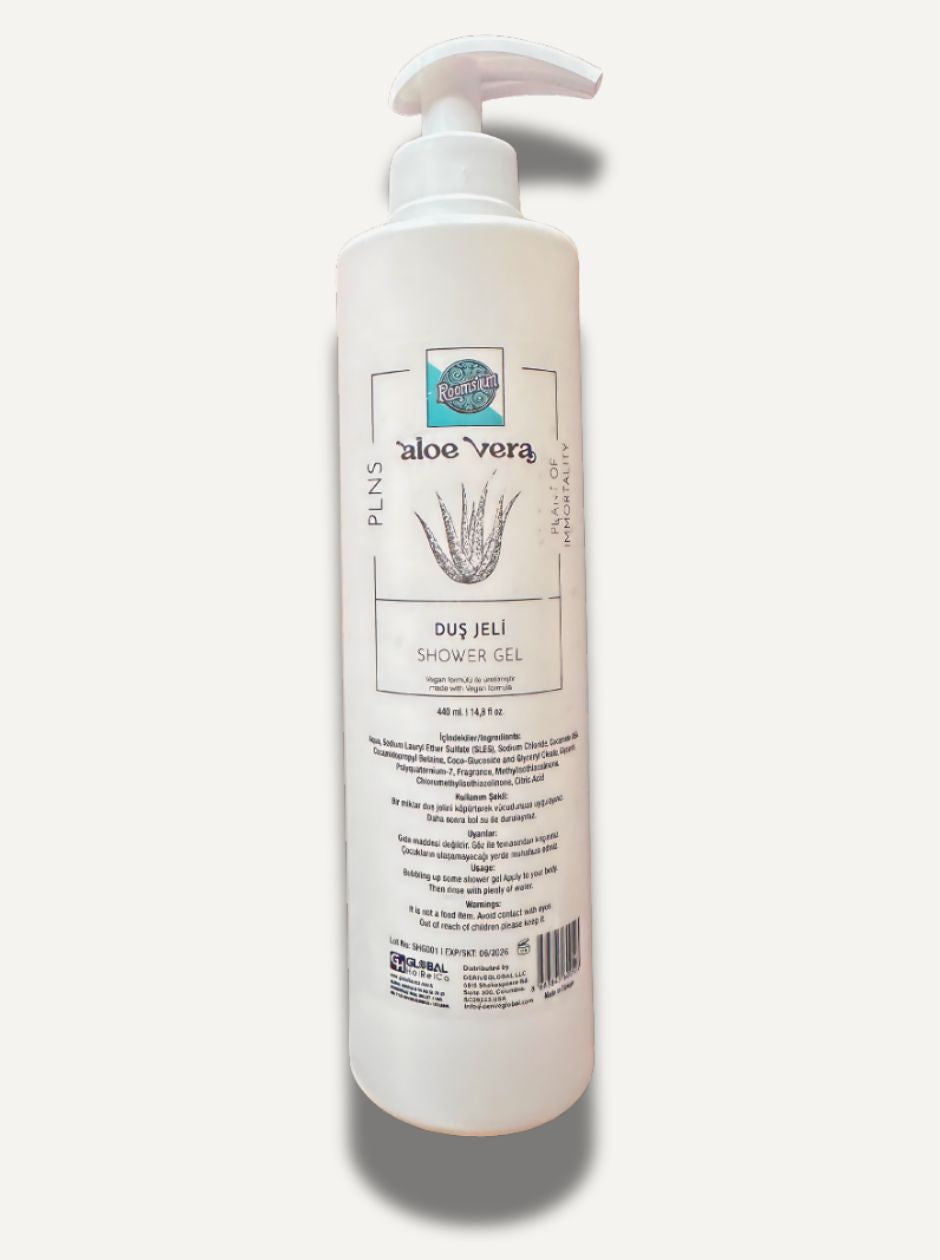Roomsium Aloe Vera Shower Gel – Hydrating Vegan Body Wash with Wall Mount Kit