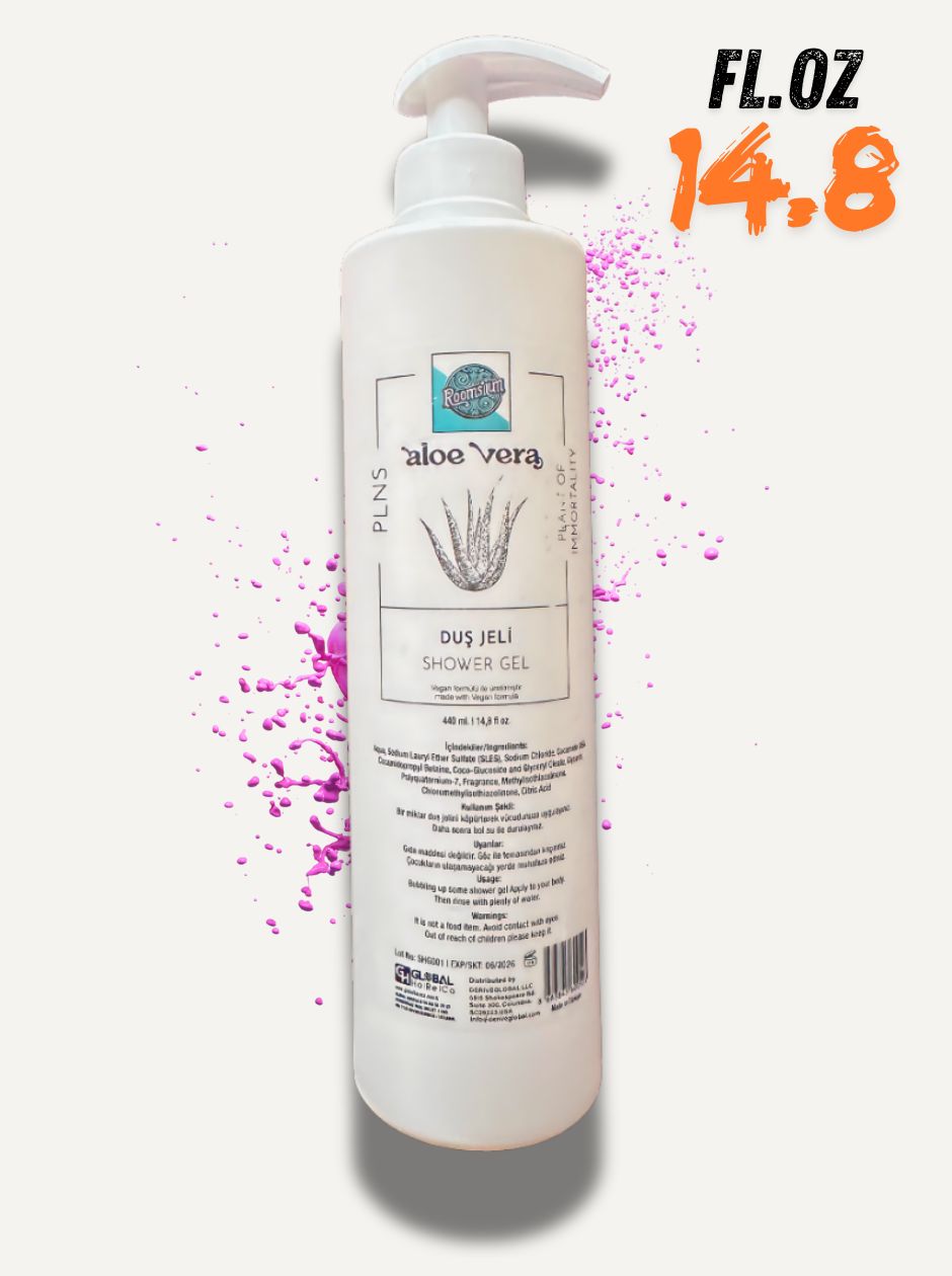 Roomsium Aloe Vera Shower Gel – Hydrating Vegan Body Wash with Wall Mount Kit