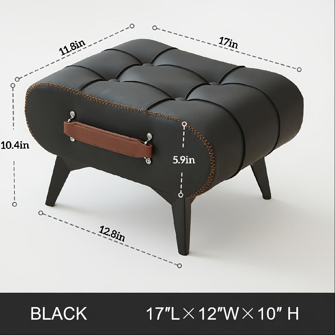 High-Quality Oil Wax Leather Low Stool â Padded Footstool & Accent Bench