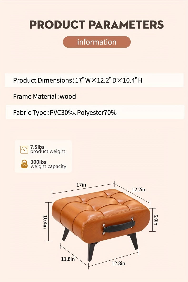 High-Quality Oil Wax Leather Low Stool â Padded Footstool & Accent Bench