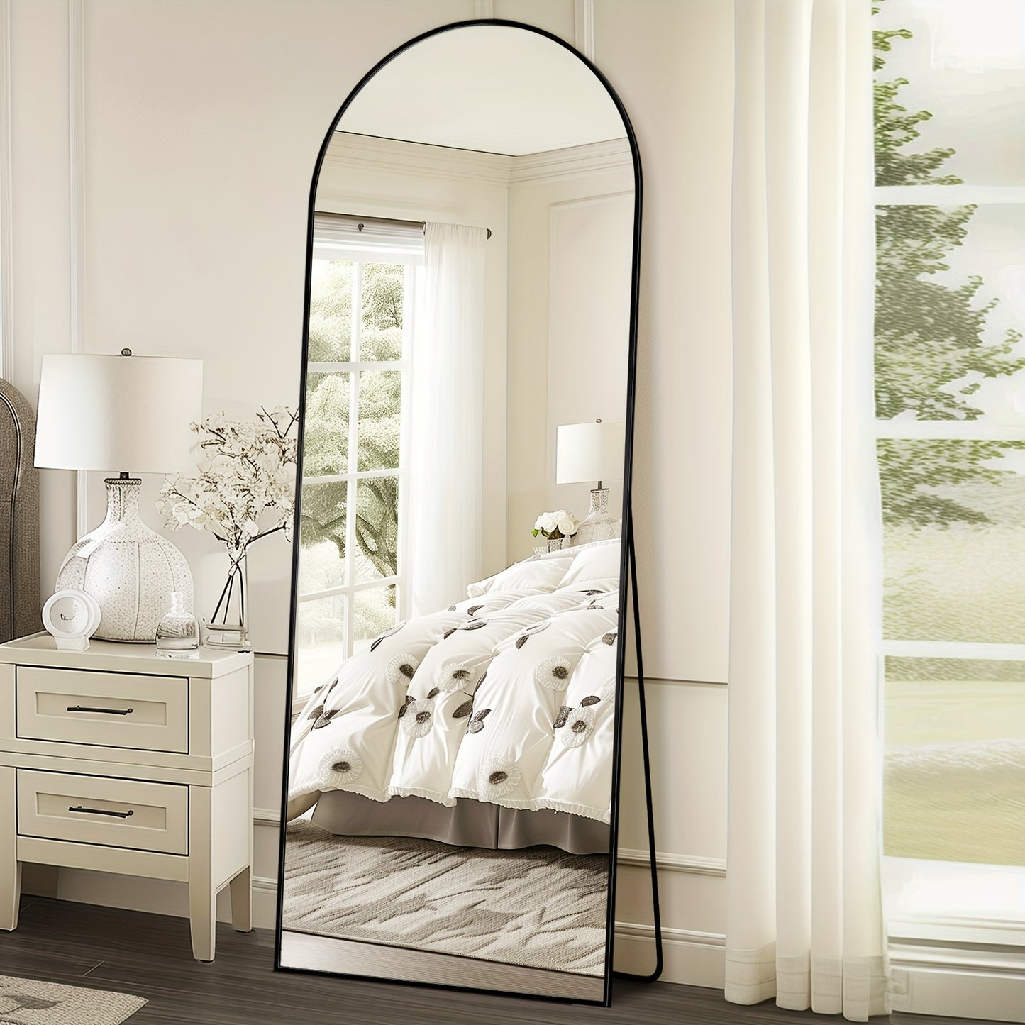 Arched Full-Length Floor Mirror with Stand – 58×19 Inch