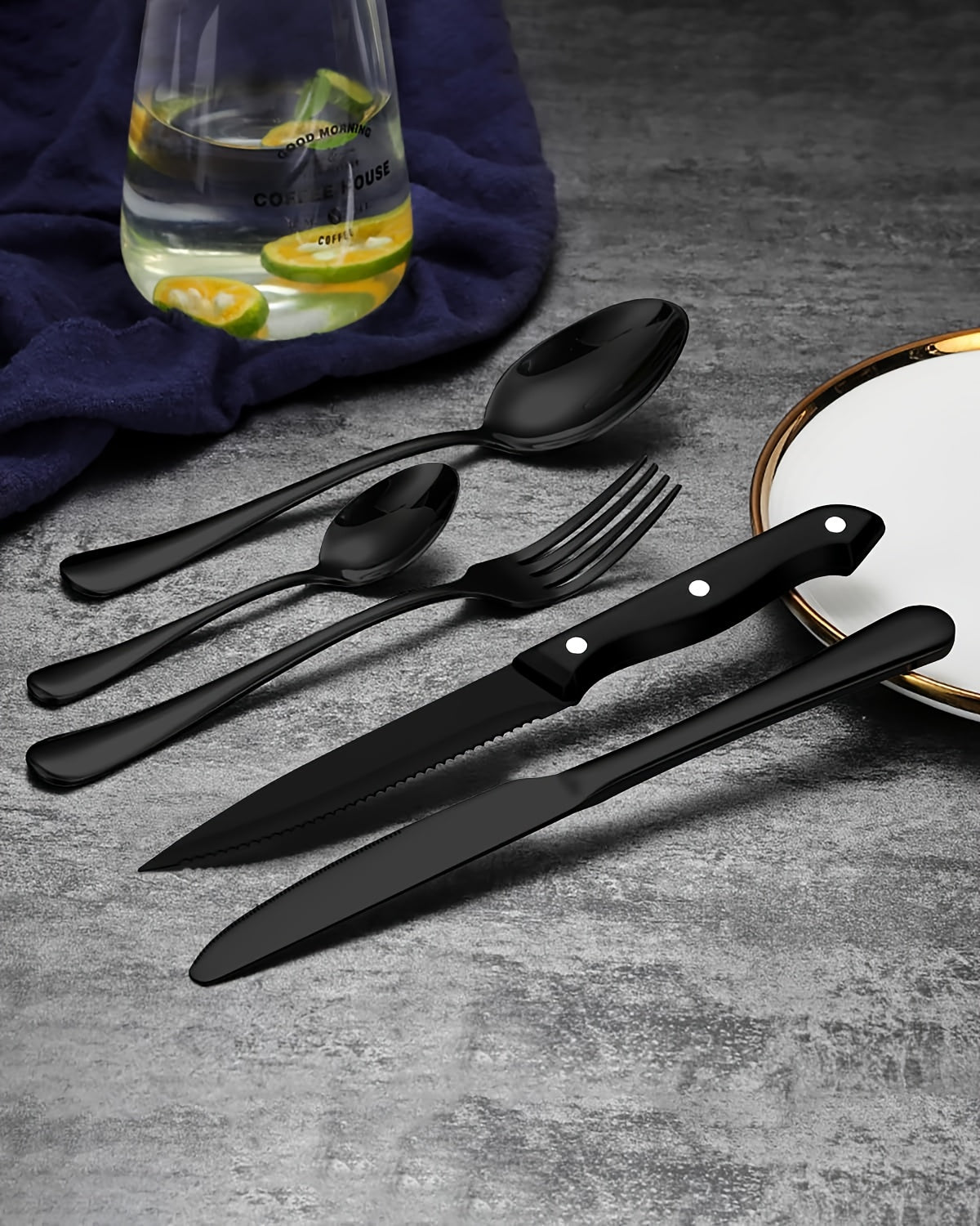 24/48-Piece Stainless Steel Silverware Set with Steak Knives – Mirror-Polished Tableware