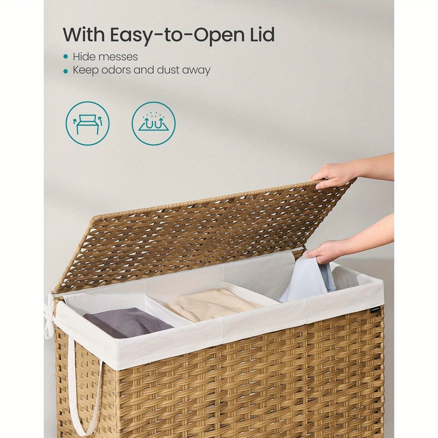 Foldable Laundry Hamper with Lid β 52.8 Gallon (200 L) Synthetic Rattan Clothes Basket