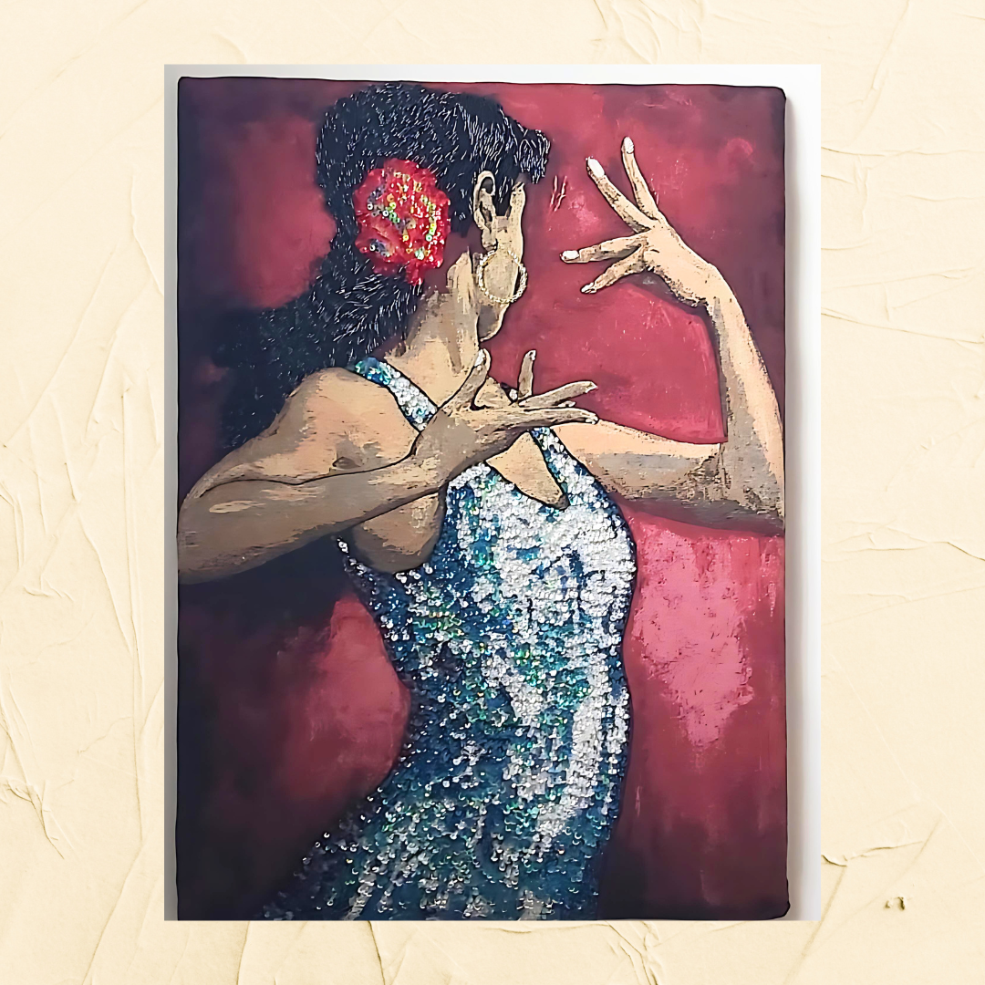 Handcrafted Beaded Spanish Dancer Canvas Art - 57 x 81 cm