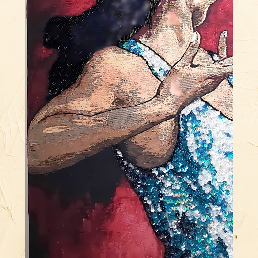 Handcrafted Beaded Spanish Dancer Canvas Art - 57 x 81 cm