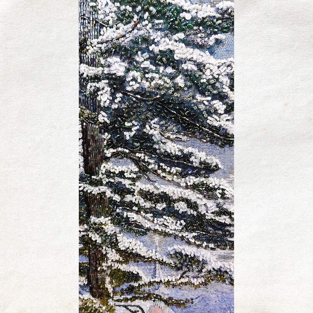 Handcrafted Beaded Winter Scene Canvas Art - 88 x 61 cm