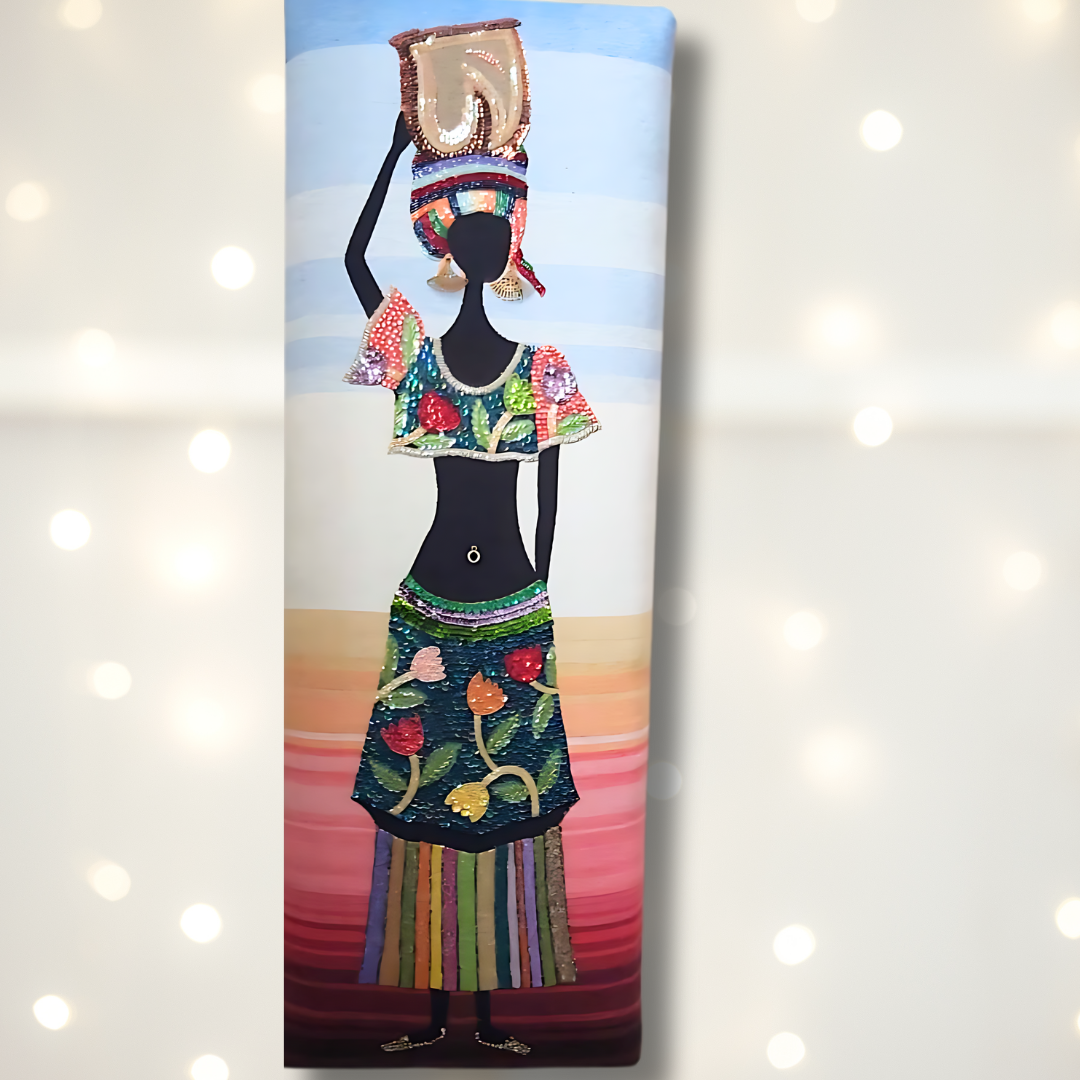 Arab Girl Beaded Art on Premium Gobelin Fabric
