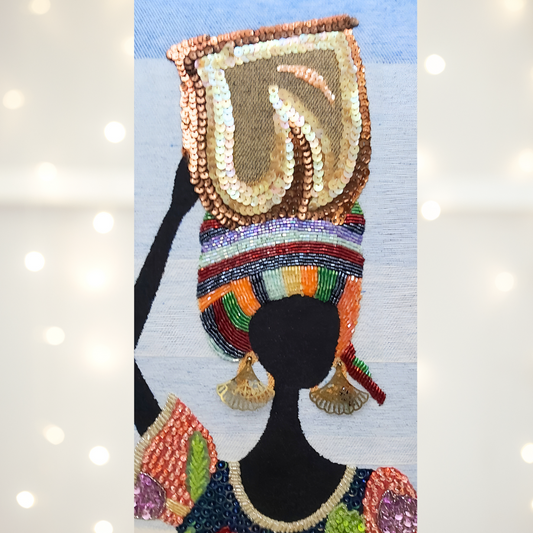 Arab Girl Beaded Art on Premium Gobelin Fabric