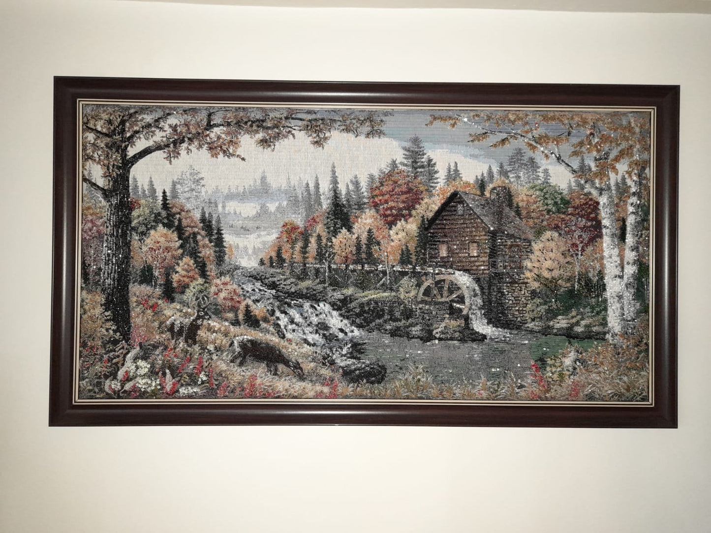 Rustic Serenity: Handcrafted Watermill Tapestry
