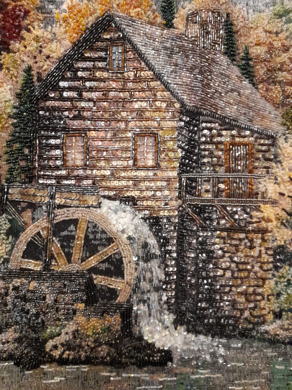 Rustic Serenity: Handcrafted Watermill Tapestry