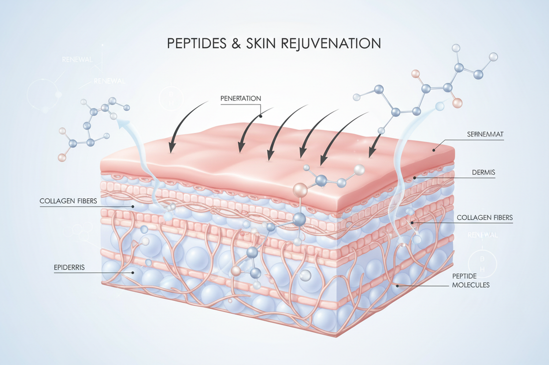 Peptides in skincare illustrated as skin-supporting molecules