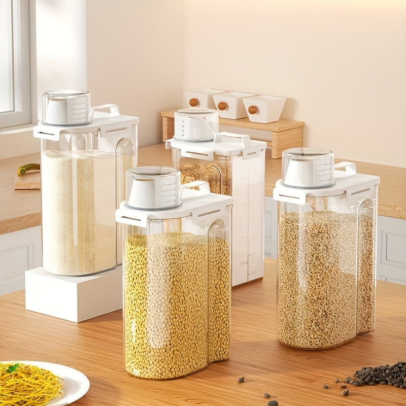 4pcs Rice & Dry Grain Storage Containers – 5lb Capacity with Flip-Top Pouring Lid