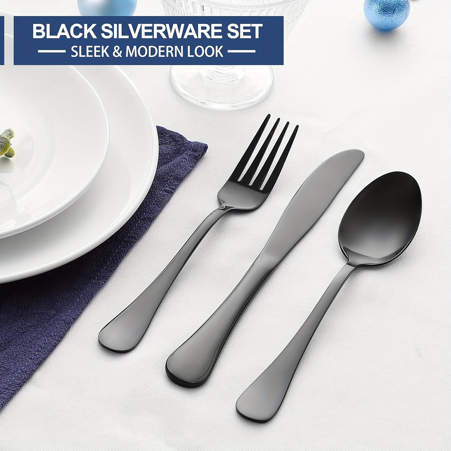 24/48-Piece Stainless Steel Silverware Set with Steak Knives – Mirror-Polished Tableware
