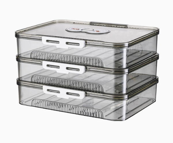 Transparent Dumpling Storage Box with Lid – Stackable Plastic Food Organizer (1pc)