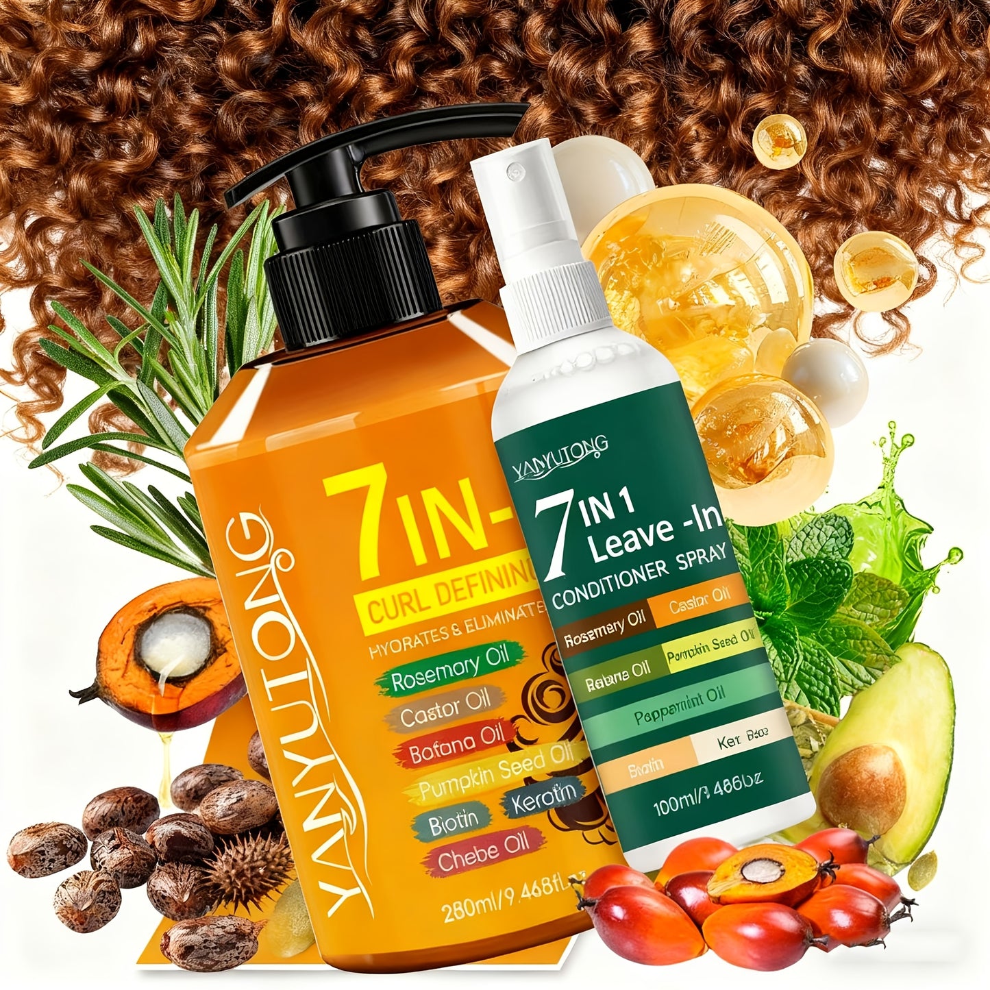 YANYUTONG Hair Care Set – Styling Cream & Leave-In Hair Spray with Plant Oils