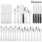 24/48-Piece Stainless Steel Silverware Set with Steak Knives – Mirror-Polished Tableware