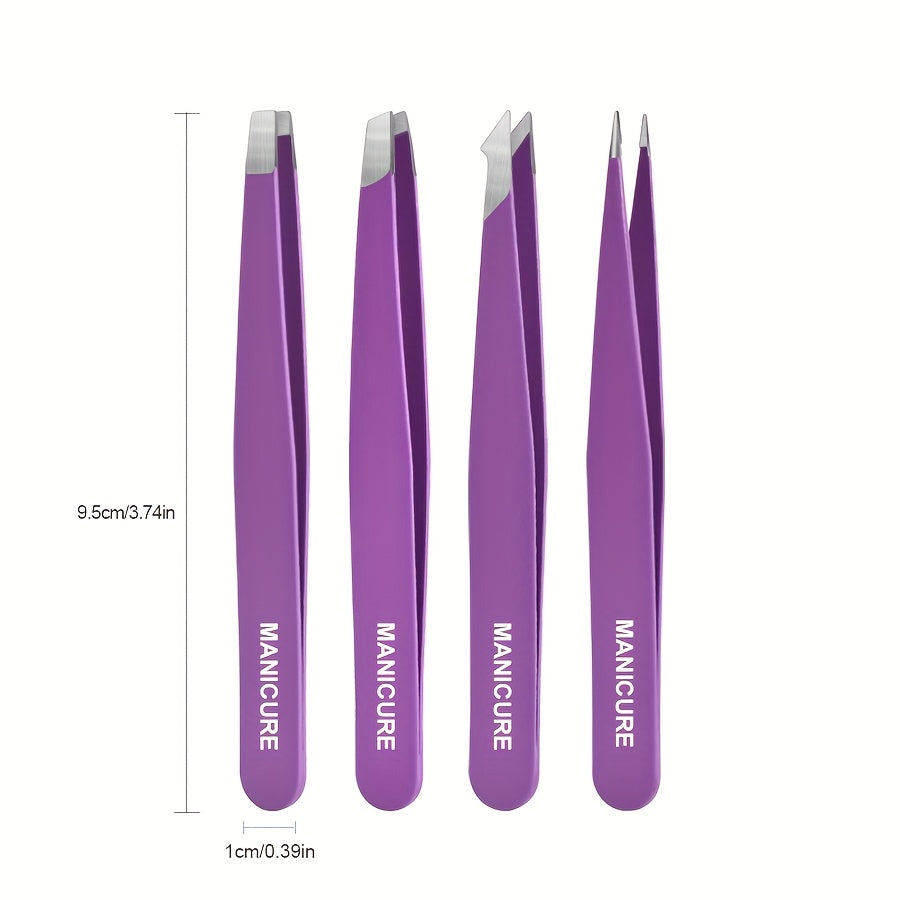 Stainless Steel Eyebrow Tweezer Set – 4 or 5 Piece Grooming Kit | Precision Tweezers for Eyebrow Shaping & Lash Application