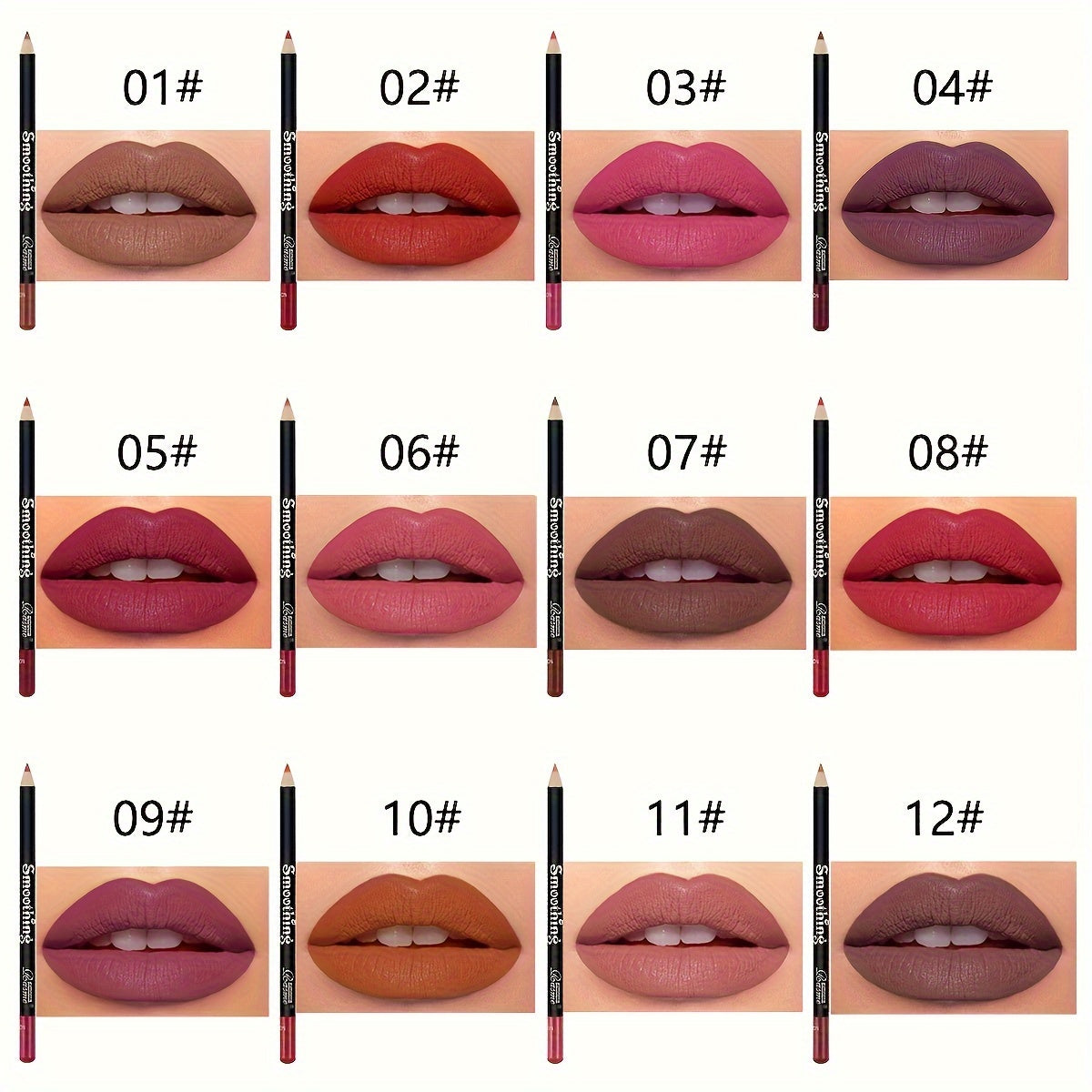 12-Piece Lipstick & Lip Liner Set with Matte Lip Gloss