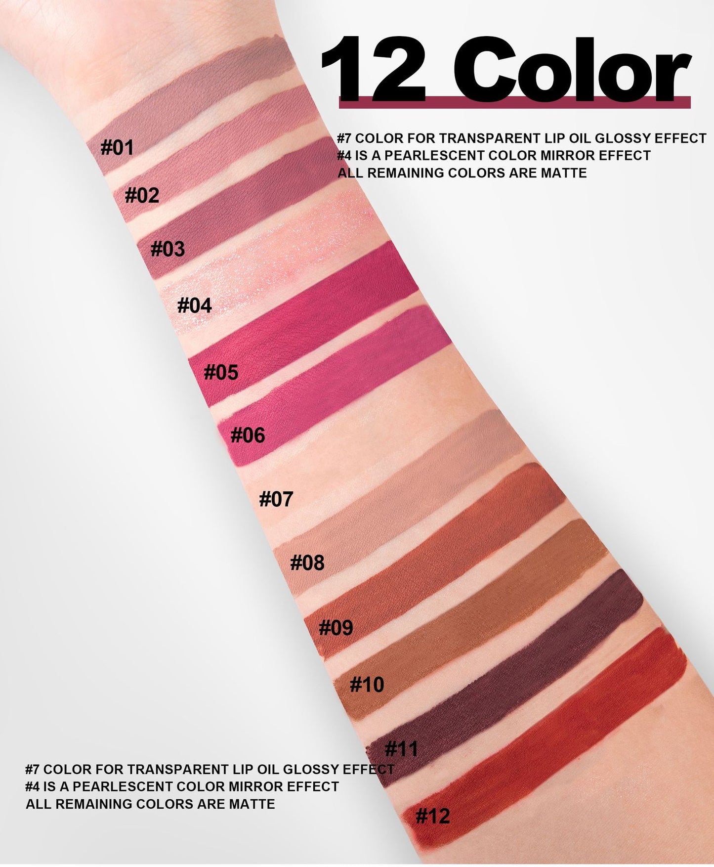 12 Color Lip Gloss Set – Long Lasting Lip Glaze Collection