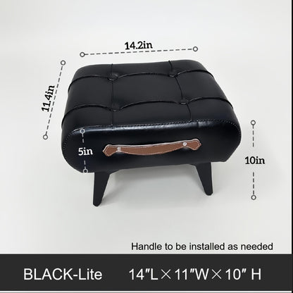 High-Quality Oil Wax Leather Low Stool – Padded Footstool & Accent Bench - Roomsium