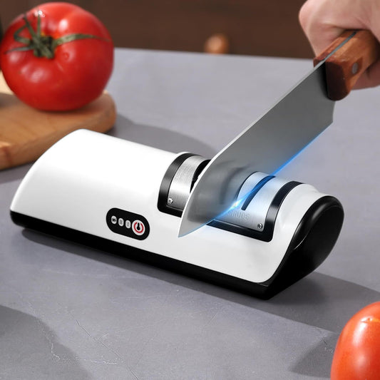 Professional Electric Knife Sharpener 2-Stage – USB Rechargeable, Low-Voltage Motor - Roomsium