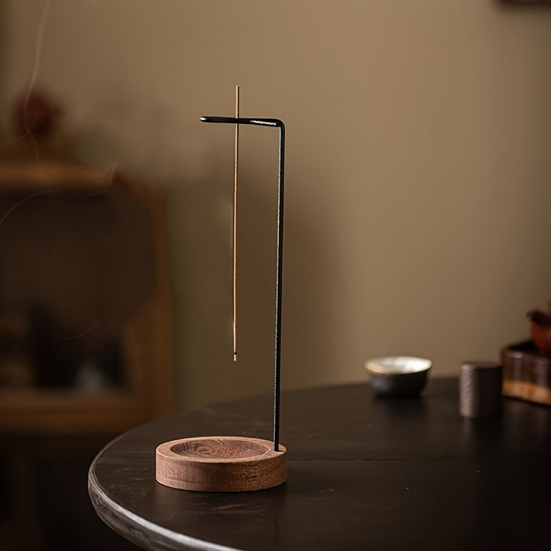 Zen-Inspired Incense Holder – Metal & Manufactured Wood with Ash Catcher