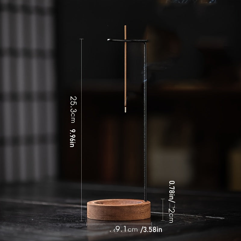 Zen-Inspired Incense Holder – Metal & Manufactured Wood with Ash Catcher