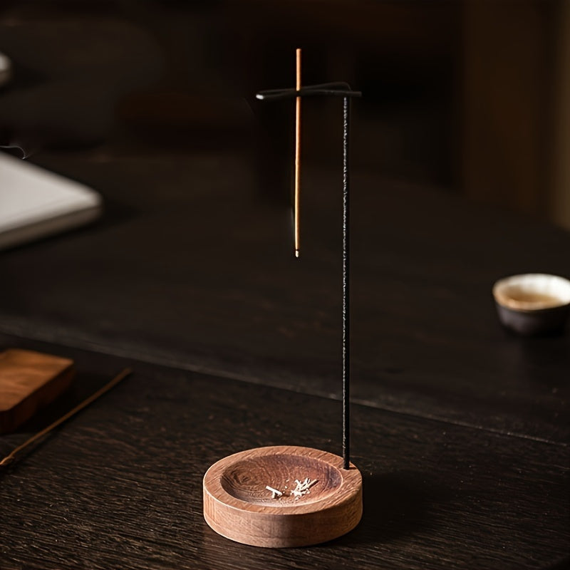 Zen-Inspired Incense Holder – Metal & Manufactured Wood with Ash Catcher