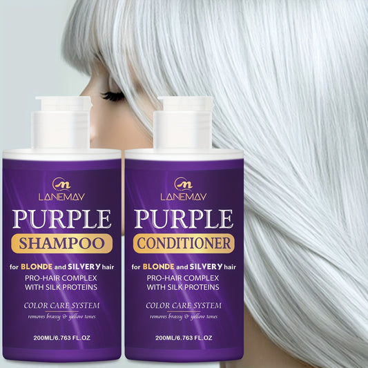 lanemay Purple Shampoo & Conditioner Set – For Blonde & Silver Hair