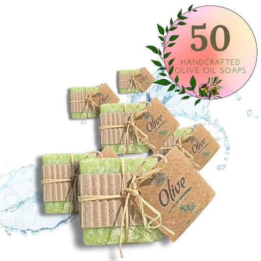 50-Piece Handcrafted Olive Oil Guest Soaps – Mini Travel Size Bar Soap for Hotels, Rentals, Spas – Natural, Paraben-Free, Made in Turkey
