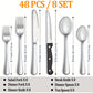 24/48-Piece Stainless Steel Silverware Set with Steak Knives – Mirror-Polished Tableware