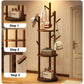 Rotary Solid Wood Coat Rack with 3 Shelves & 9 Hooks – Freestanding 360° Rotating Organizer