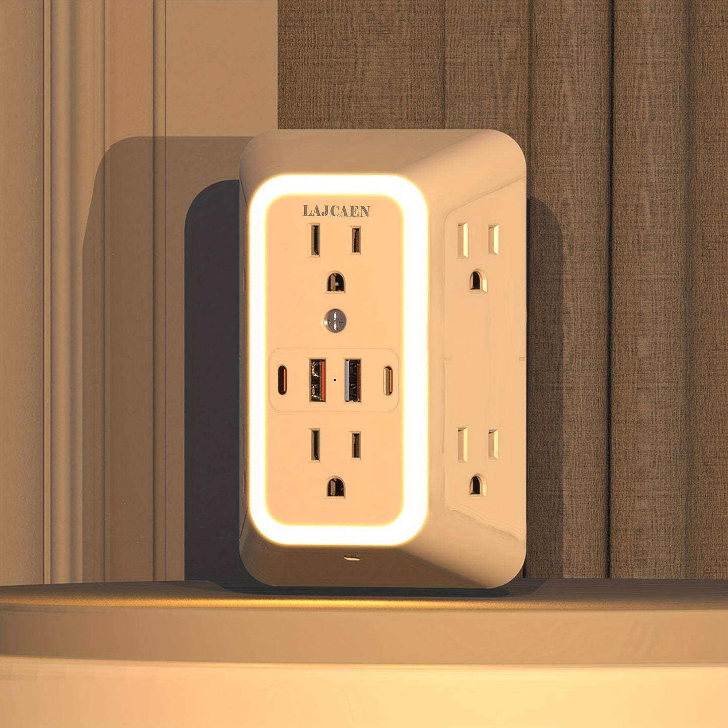 10-in-1 USB Wall Charger Surge Protector with Night Light