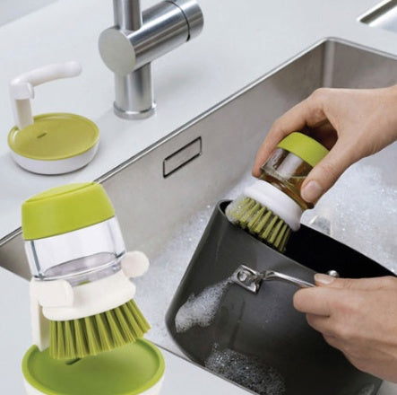 Dishwashing & Pot Washing Brush with Liquid Soap Base – Anti-Slip Tableware Cleaner