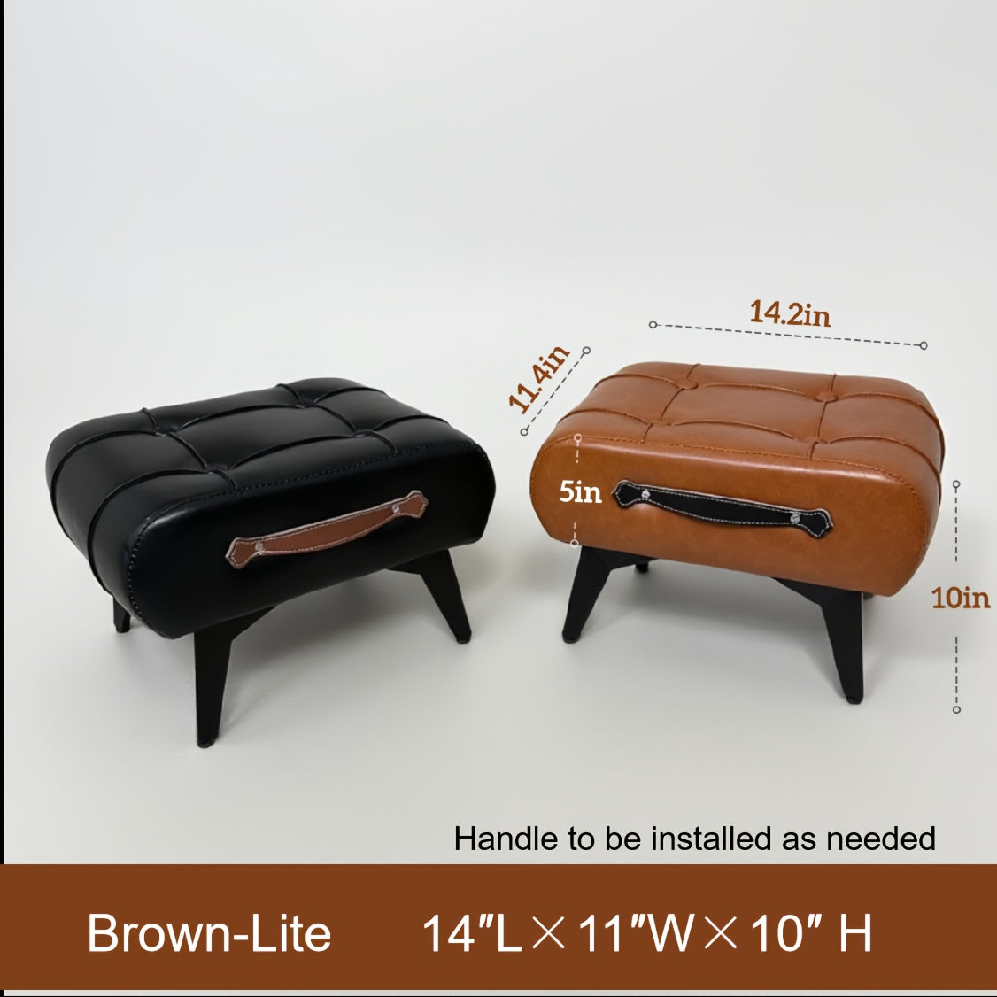 High-Quality Oil Wax Leather Low Stool – Padded Footstool & Accent Bench