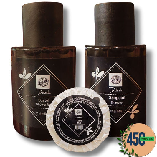 Roomsium Dolesh Hotel Amenities Set – 30-Piece Collection | Shower Gel, Shampoo & Soap | Paraben-Free, Cruelty-Free | Made in Turkey