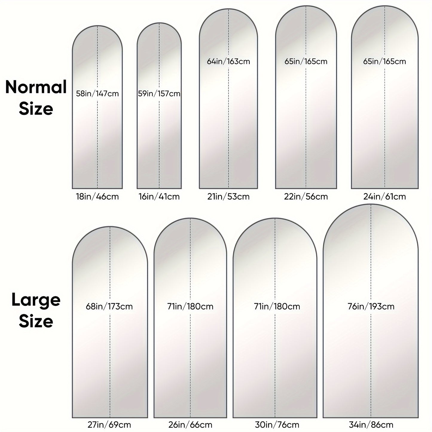 Arched Full-Length Floor Mirror with Stand – 58×19 Inch