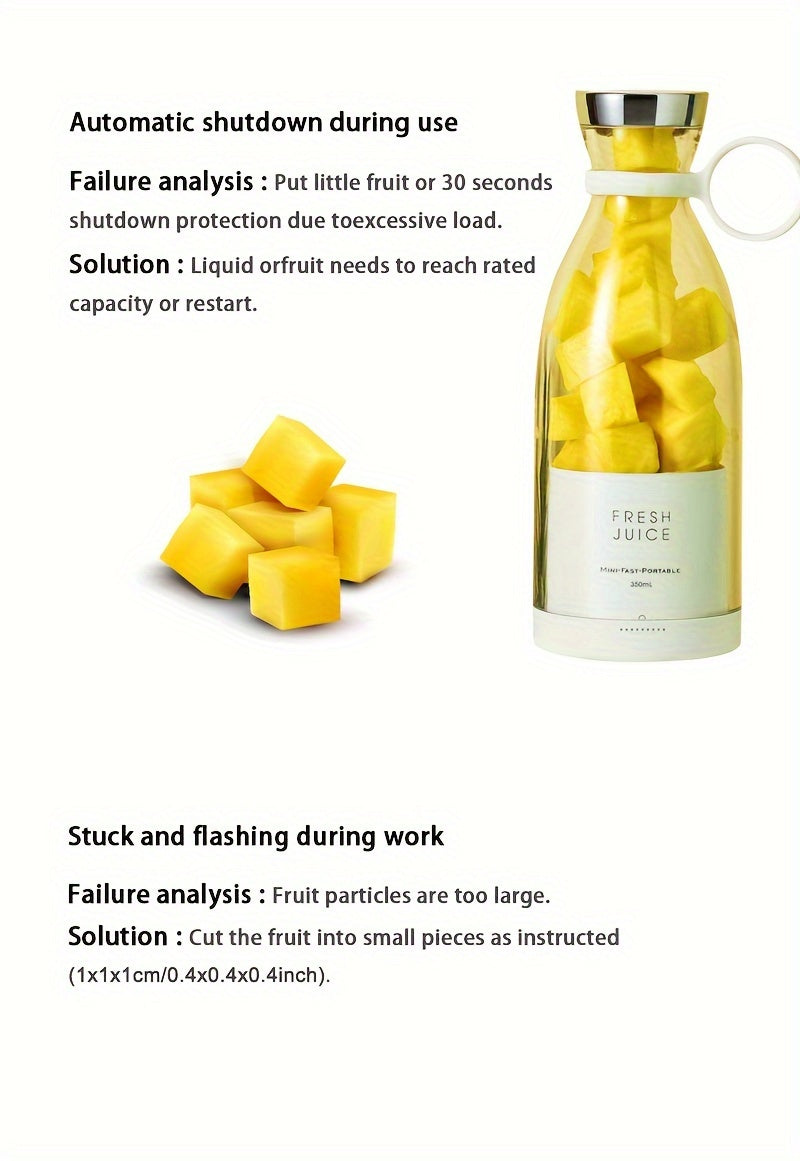 Portable Fruit Blender 350ML – Wireless USB Rechargeable Mini Juicer for On-the-Go