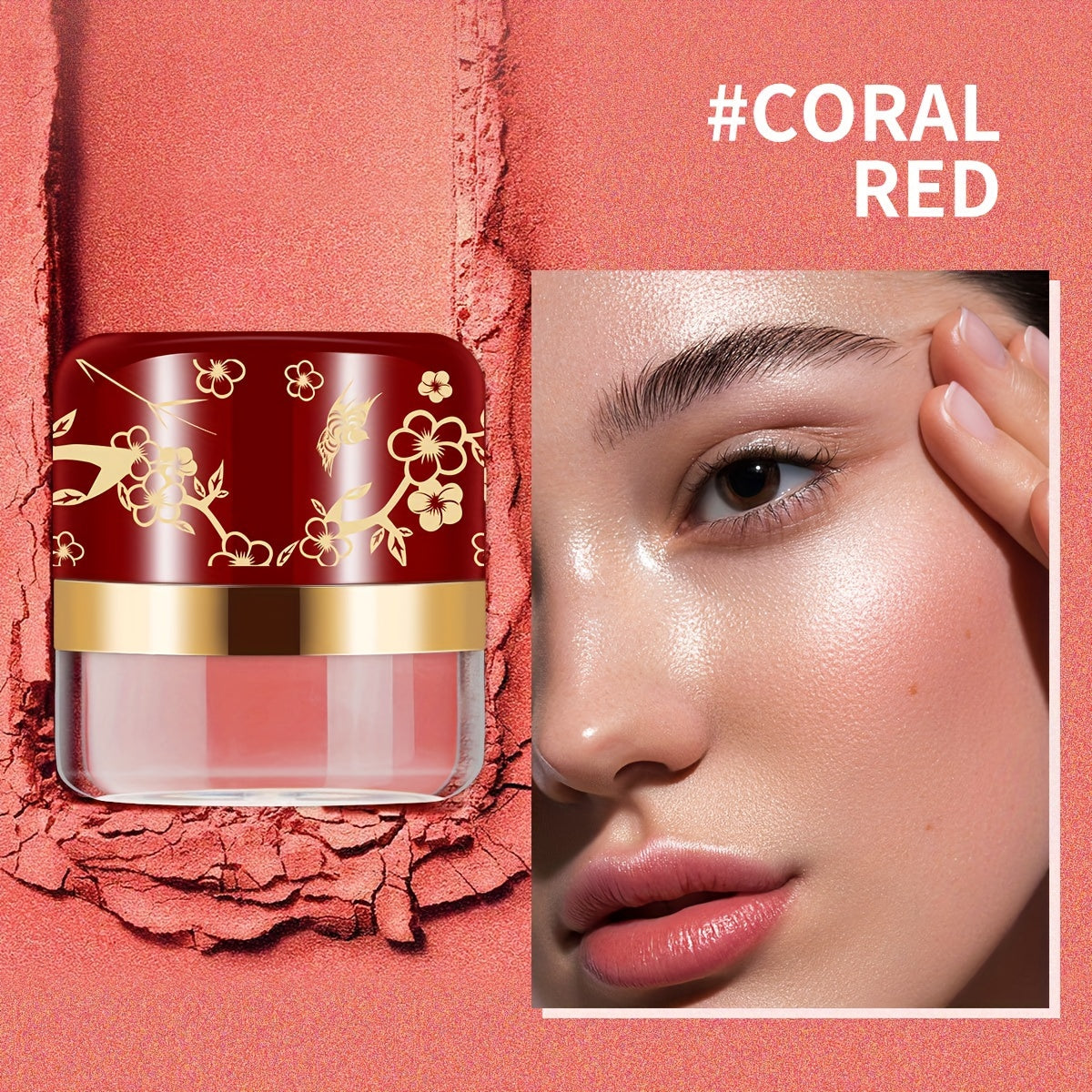 ROUSE 3 Color Blush Palette – Natural Coral & Pink Face Powder