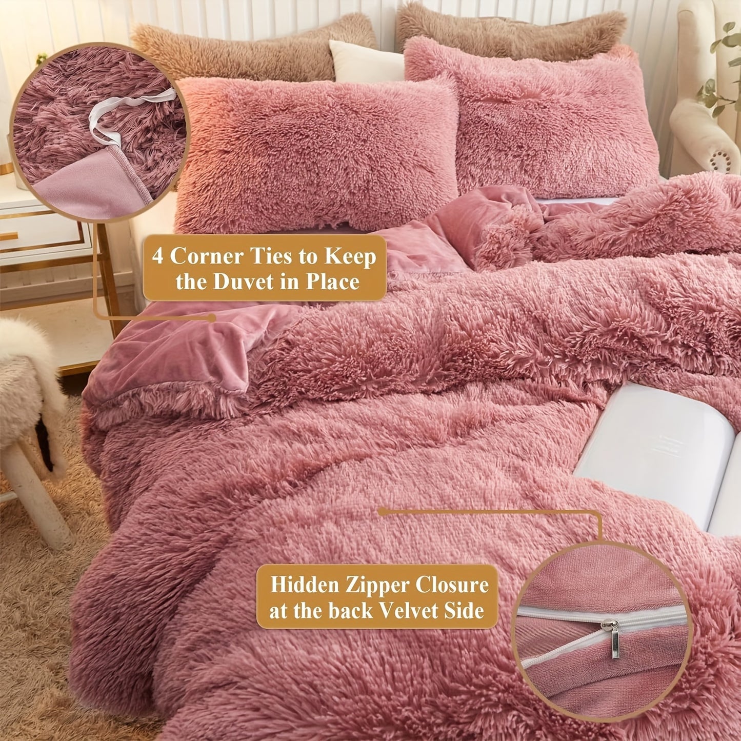 Plush Zippered Duvet Cover Set – Soft All-Season Bedding