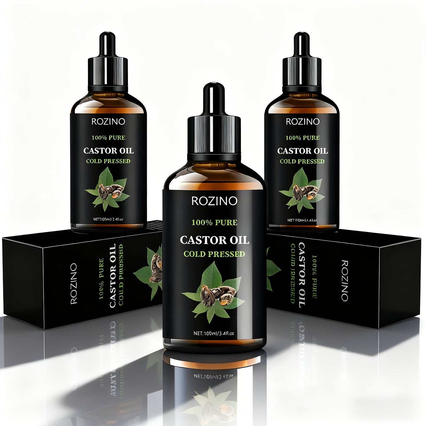 ROZINO Pure Black Castor Oil – Multi-Use Body & Hair Oil