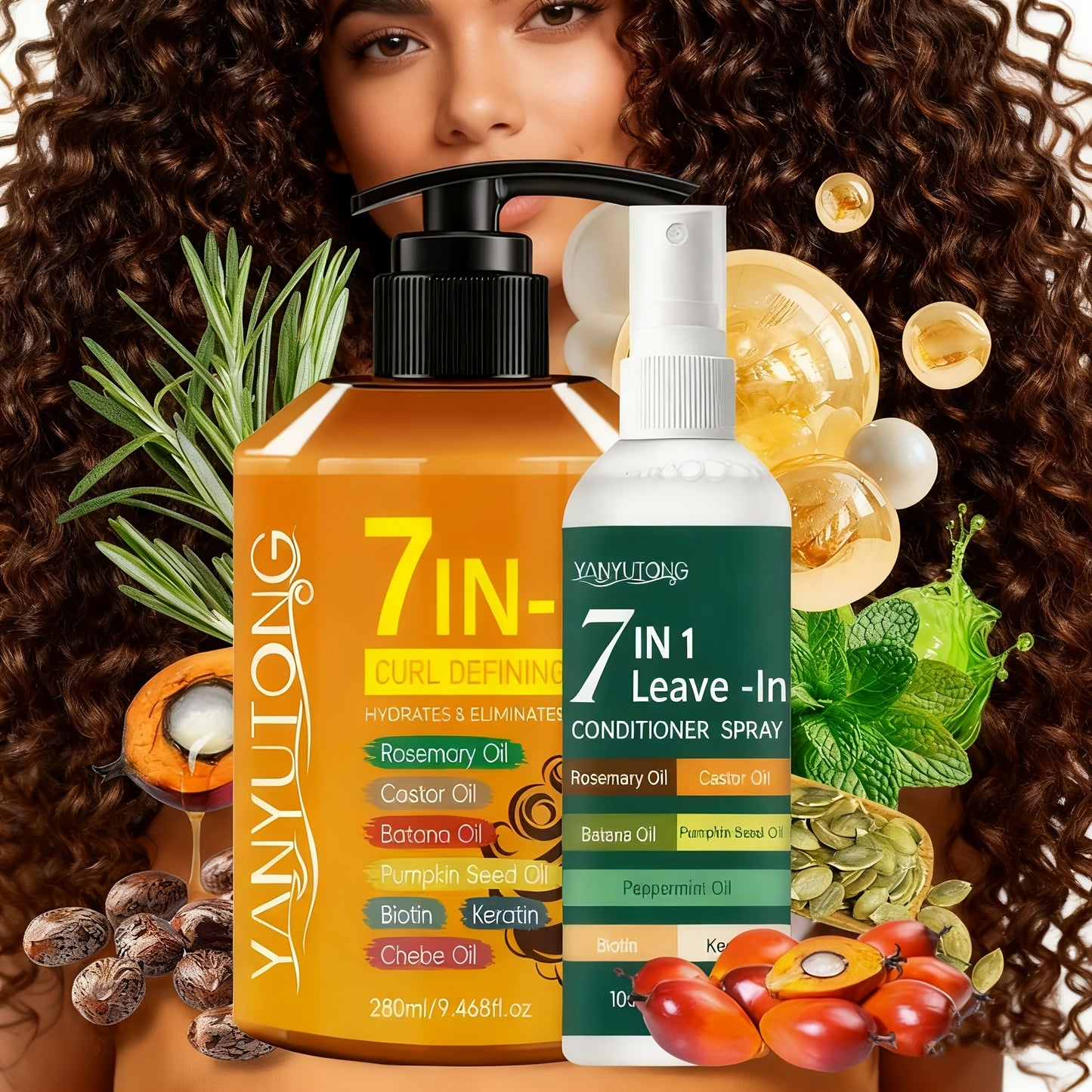 YANYUTONG Hair Care Set – Styling Cream & Leave-In Hair Spray with Plant Oils