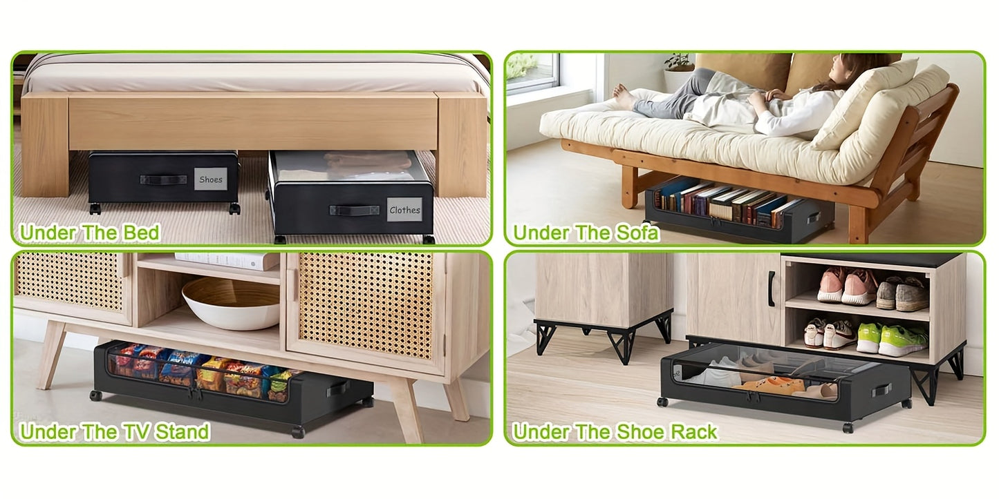 2-Pack Under Bed Storage with Wheels – 60L Each