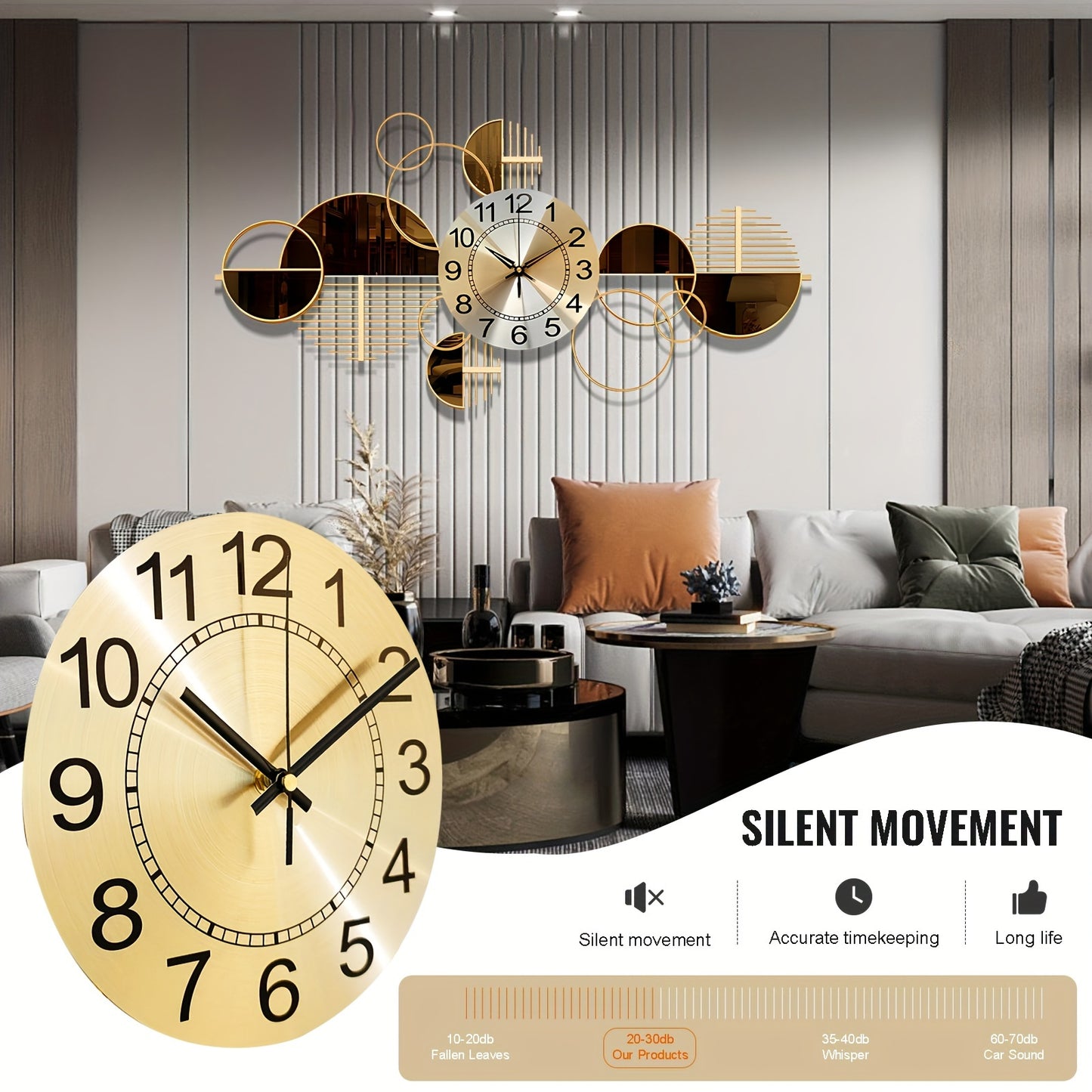 3D Metal Wall Art Clock – Modern Decorative Silent Wall Clock