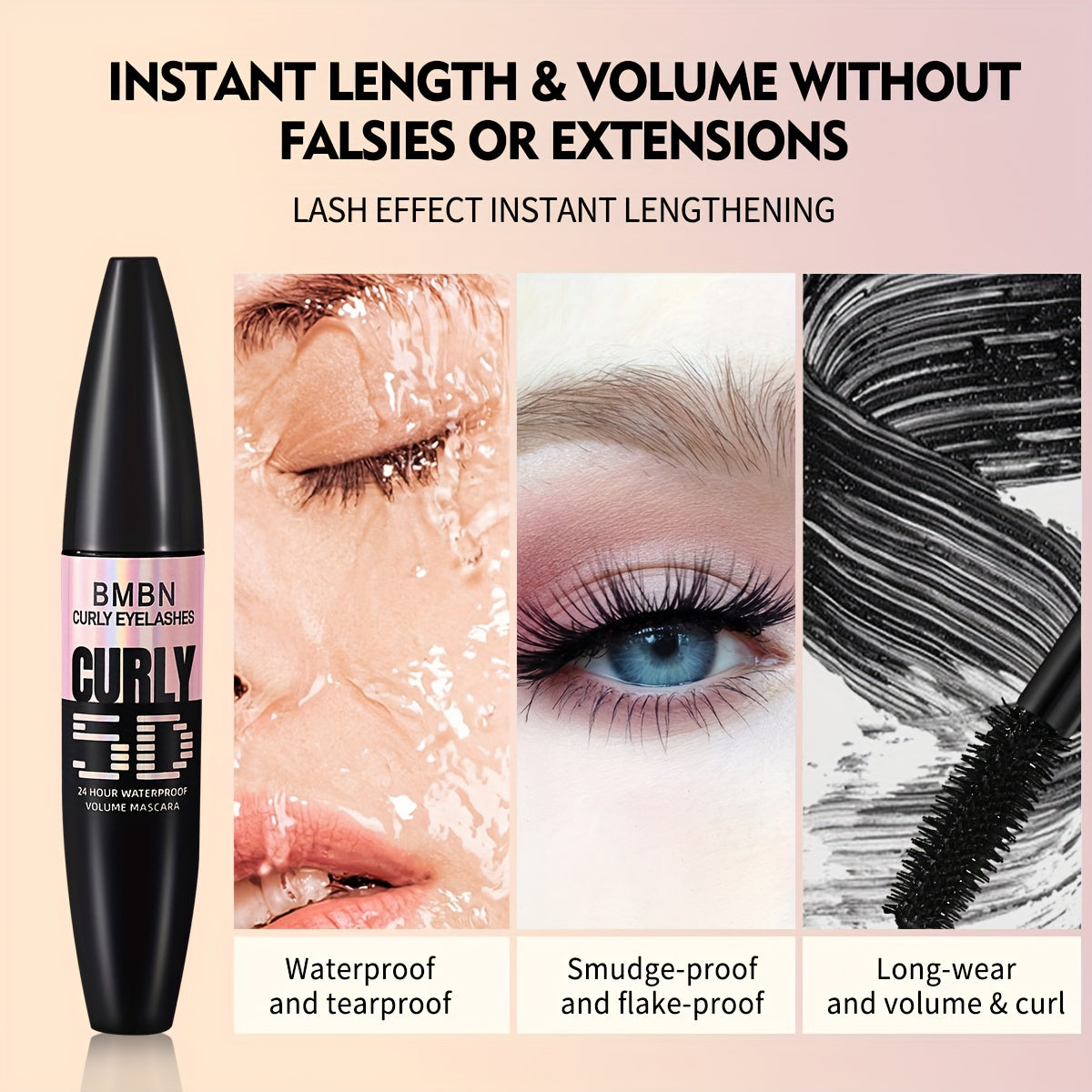 Volumizing Waterproof Mascara – Lengthening Black Lash Enhancer