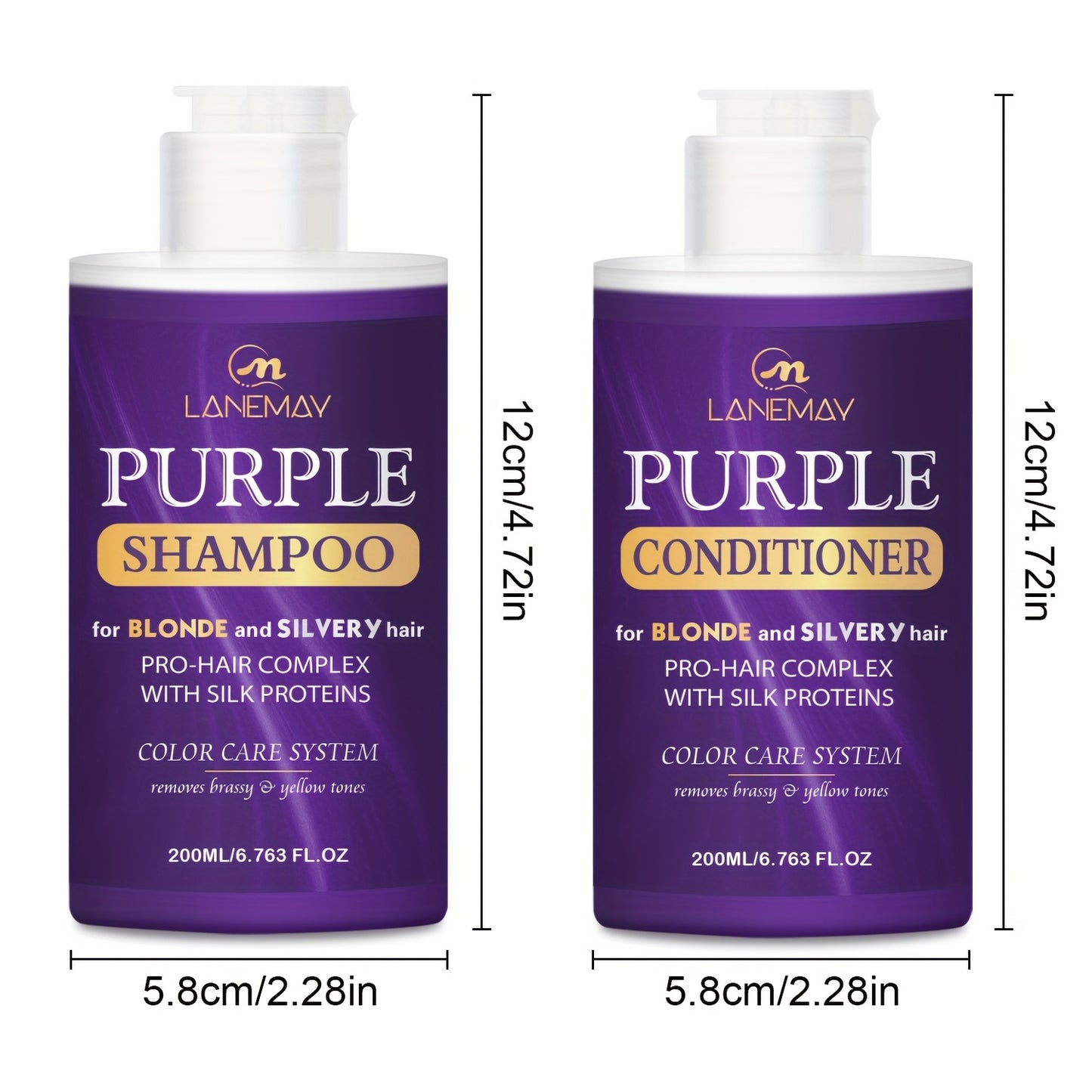lanemay Purple Shampoo & Conditioner Set – For Blonde & Silver Hair