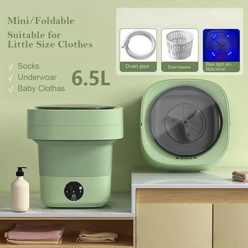 Portable Folding Washing Machine for Small Loads – Compact Mini Washer for Apartments, Dorms, RVs & Travel