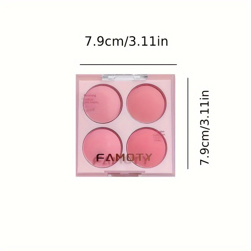 4-Color Blush Palette – Pink & Red Gradient Powder Compact
